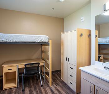 Interior of a student housing room.
